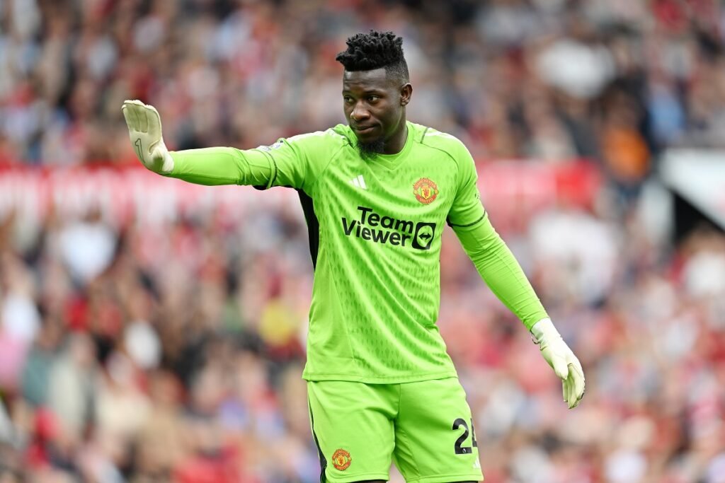 Andre Onana playing for Manchester United.
